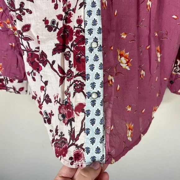 Sundance Abigale Patchwork Pearl Snap Floral Shirt Size Large - Picture 5 of 8
